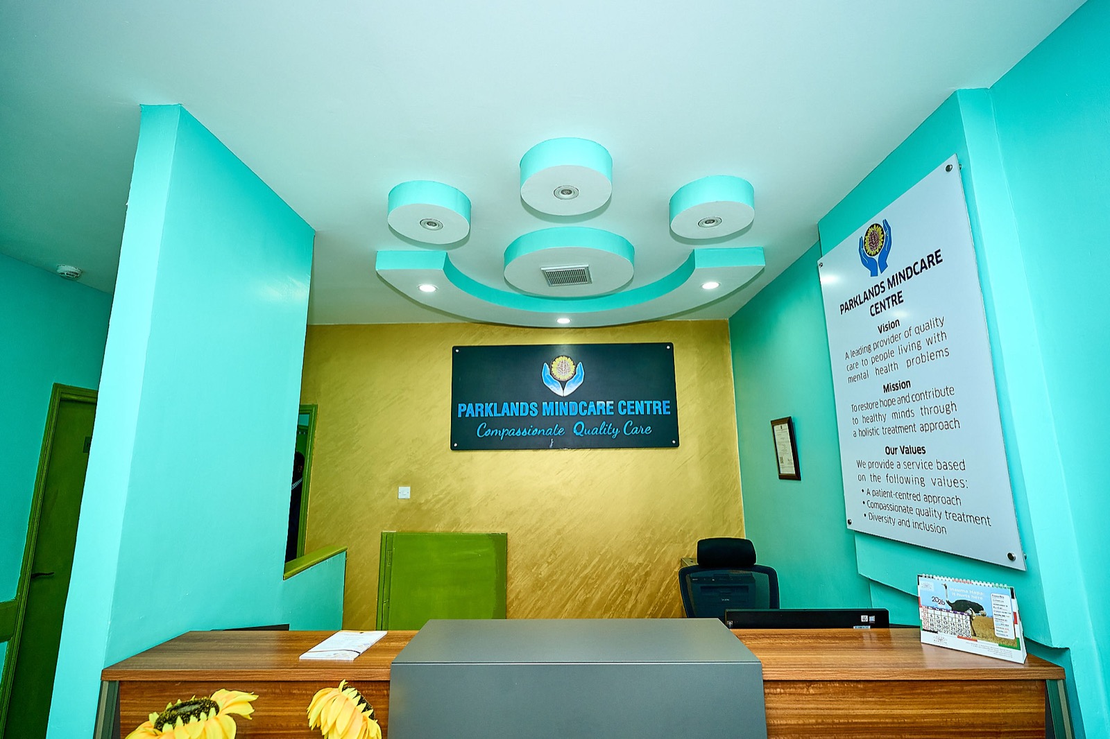 The reception area at Parklands Mindcare Centre, Suite 110, Parklands