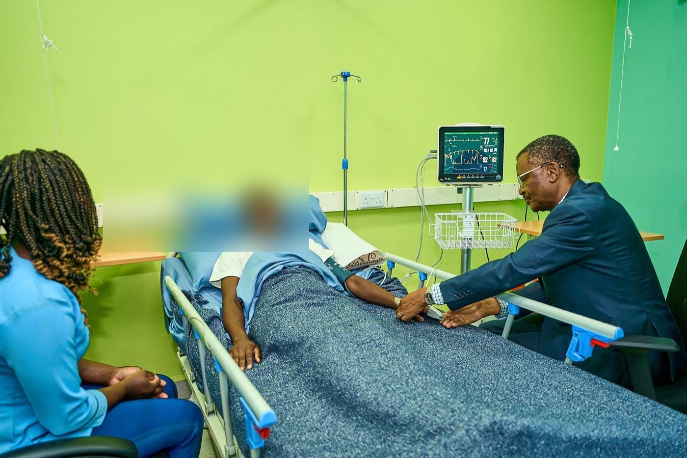 A ketamine infusion treatment session at Parklands Mindcare Centre, with a critical care monitor and the supervising specialist